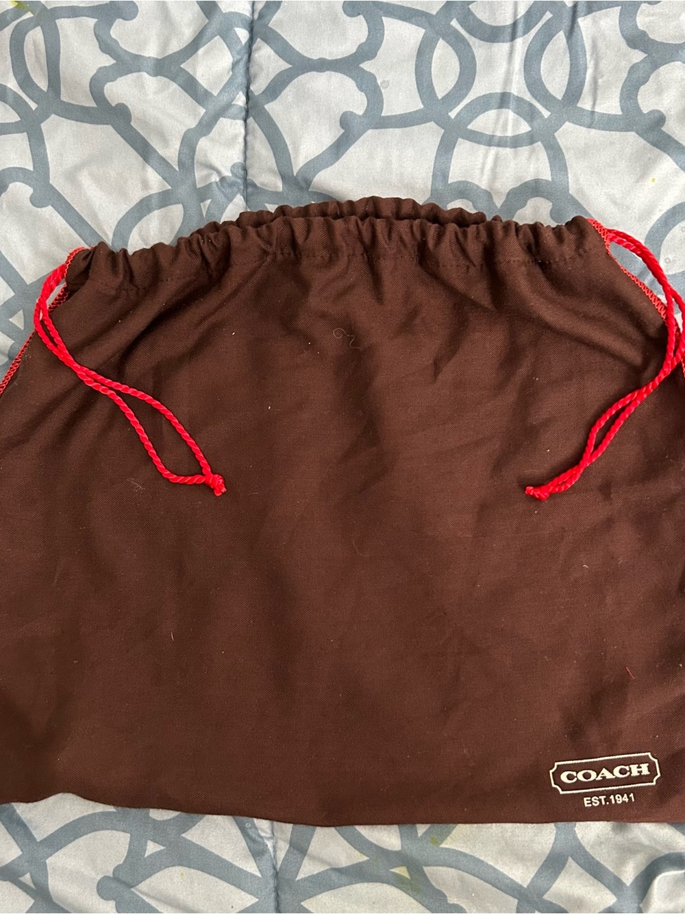 Coach Brown Drawstring Dust Bag with Red Cords